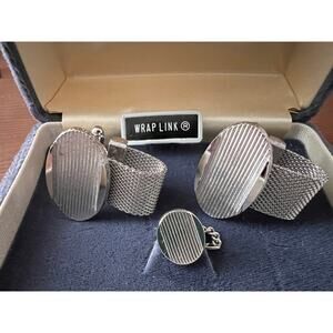 Vintage Dante Wrap Link Cufflinks & Tie Tack Set in Original Box Men's